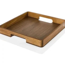 Ad Hoc Serve Houten Dienblad in Acacia en Notelaar Vierkant 40x40xH5cm