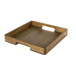 Ad Hoc Serve Houten Dienblad in Acacia en Notelaar Vierkant 40x40xH5cm