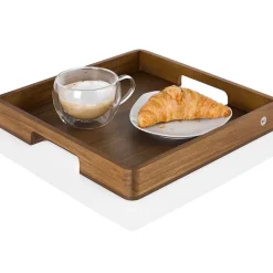 Ad Hoc Serve Houten Dienblad in Acacia en Notelaar Vierkant 40x40xH5cm