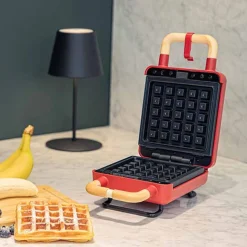 ADE 2-in-1 Croque - Wafelijzer Rood Wisselbare Platen 13x12cm