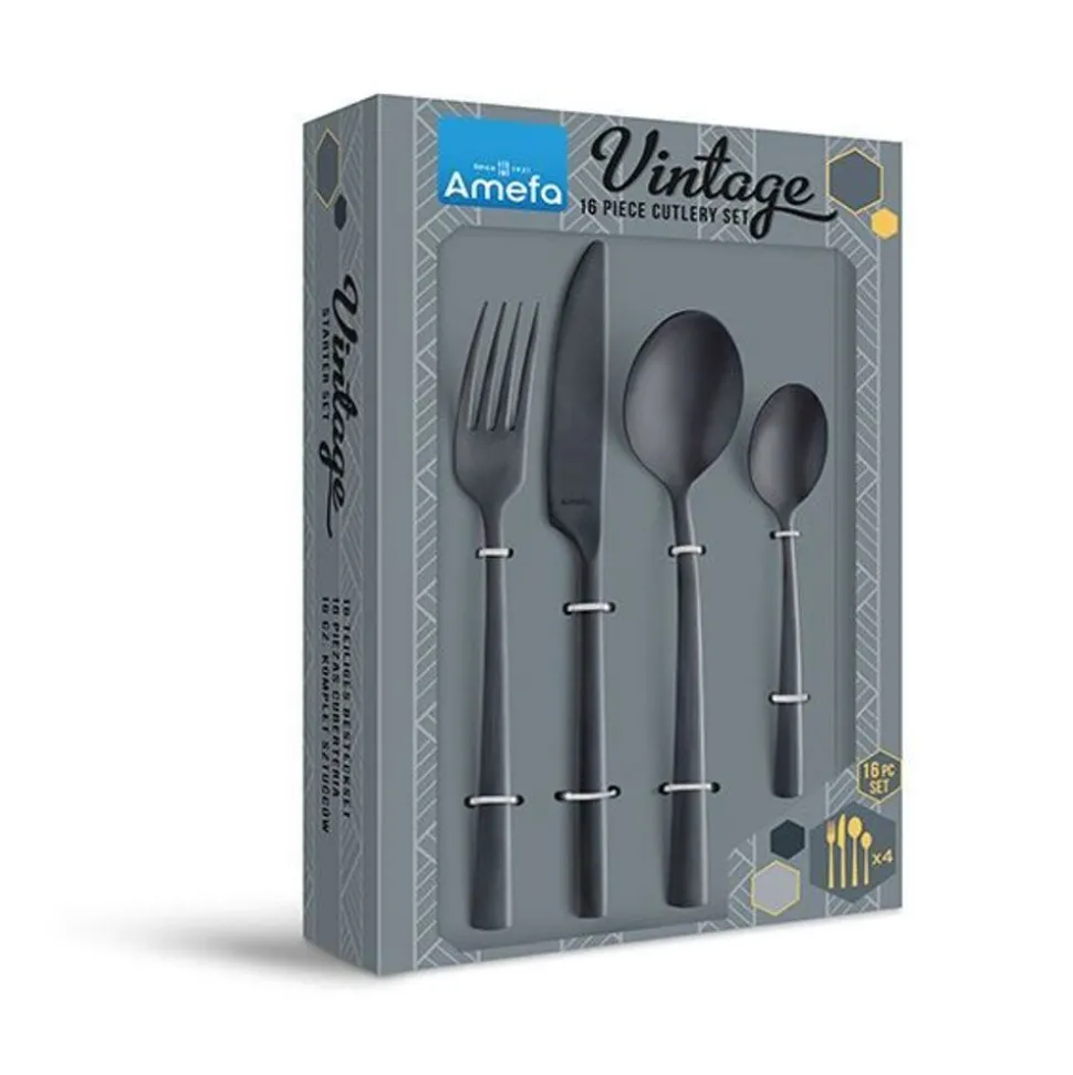 Amefa Manille Vintage Black Bestekset 16delig