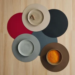 Asa Placemat Rond lederlook D38cm Stone