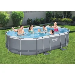 Bestway Power Steel - Opzetzwembad inclusief filterpomp en accessoires - 488x305x107 cm - Ovaal
