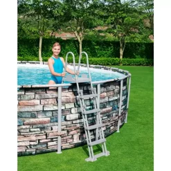 Bestway Power Steel™ complete set bovengronds zwembad met filterpomp Ø 549 x 132 cm stenen muur look (natuursteen), rond