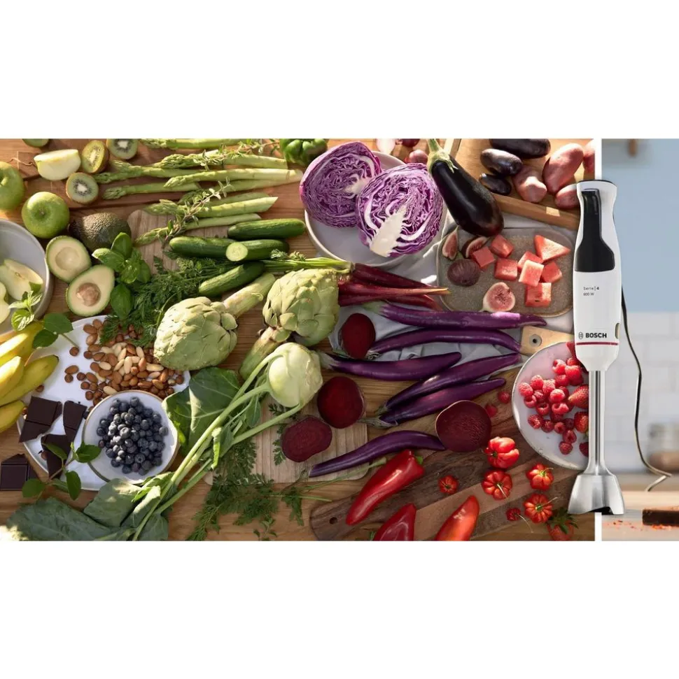 Bosch MSM4W420 Serie 4 Staafmixer ErgoMaster 800 W Wit, Zwart grijs