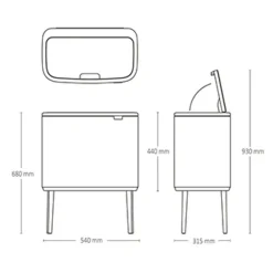 Brabantia Bo Touch Bin afvalemmer 11 + 23 liter met 2 kunststof binnenemmers Soft Beige