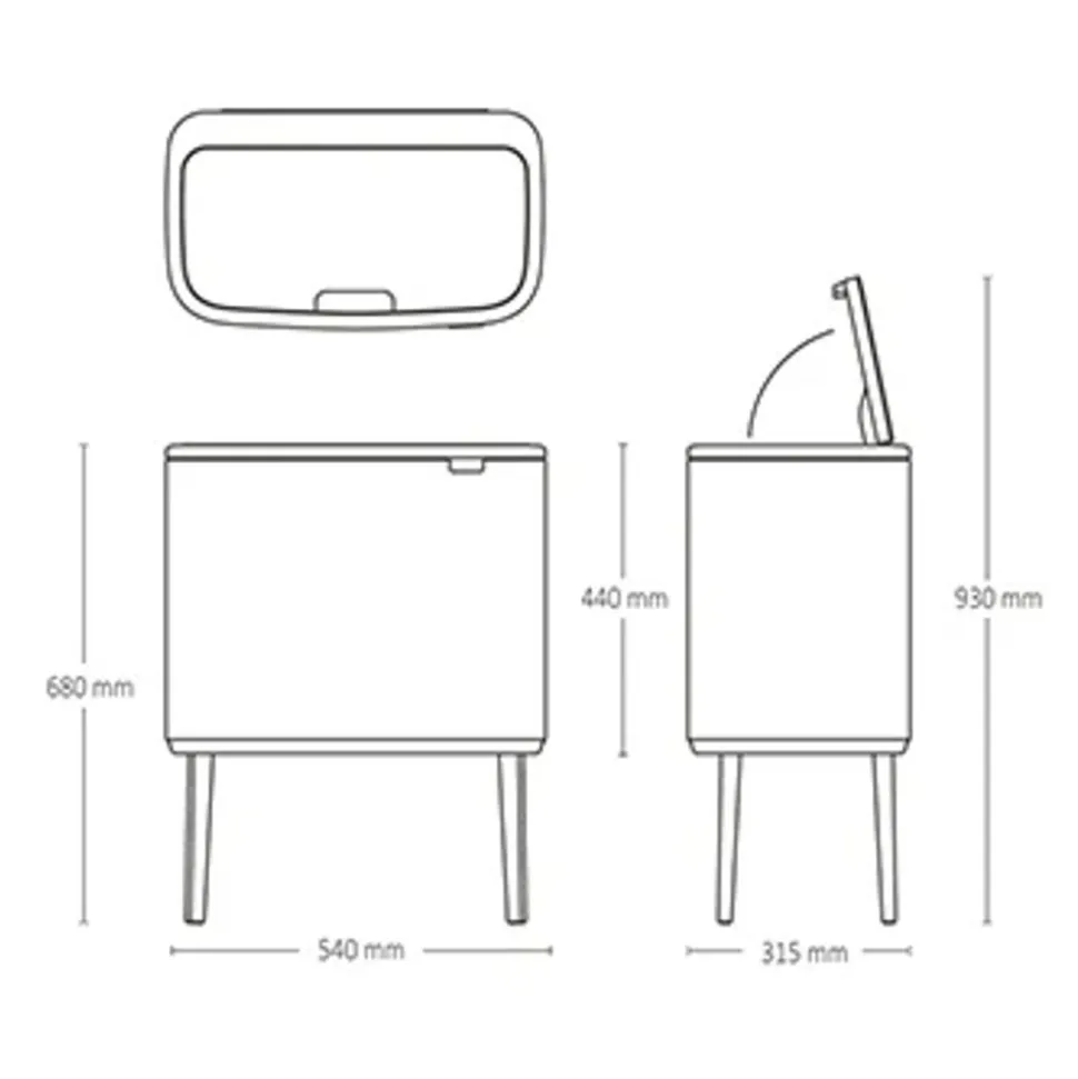 Brabantia Bo Touch Bin afvalemmer 11 + 23 liter met 2 kunststof binnenemmers Soft Beige