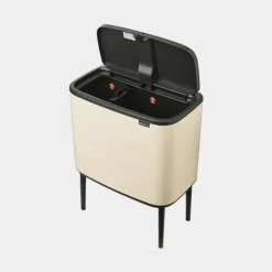 Brabantia Bo Touch Bin afvalemmer 11 + 23 liter met 2 kunststof binnenemmers Soft Beige