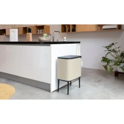 Brabantia Bo Touch Bin afvalemmer 11 + 23 liter met 2 kunststof binnenemmers Soft Beige