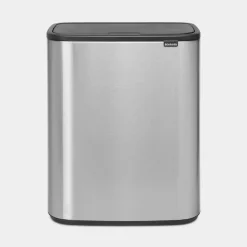 Brabantia Bo Touch Bin afvalemmer 2 x 30 liter met 2 kunststof binnenemmers Matt Steel Fingerprint Proof
