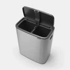 Brabantia Bo Touch Bin afvalemmer 2 x 30 liter met 2 kunststof binnenemmers Matt Steel Fingerprint Proof