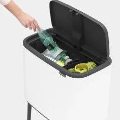 Brabantia Bo Touch Bin afvalemmer 11 + 23 liter met 2 kunststof binnenemmers White