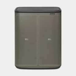 Brabantia Bo Touch Bin afvalemmer 2 x 30 liter met 2 kunststof binnenemmers Platinum