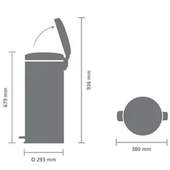 Brabantia NewIcon Pedaalemmer 30L Matt Steel Fingerprint Proof