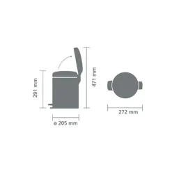 Brabantia NewIcon pedaalemmer 5 liter met kunststof binnenemmer Mineral Infinite Grey