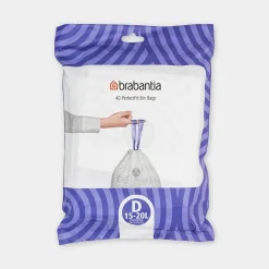 Brabantia PerfectFit afvalzakken met trekbandsluiting, dispenser pack Code D, 15-20L, 40 stuks / pcs