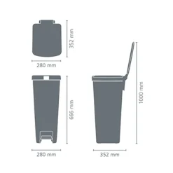 Brabantia StepUp pedaalemmer 40 liter Dark Grey