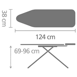 Brabantia Strijkplank B, 124 x 38 cm Met strijkijzerhouder Black 22 - Morning Breeze