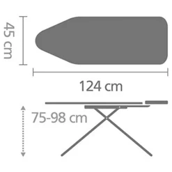 Brabantia STRIJKPLANK C 124x45cm voor stoomunit Spring Bubbles