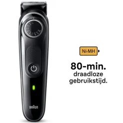 Braun Baardtrimmer 3 BT3440 met precisiewiel, 4 stylingtools, 80 min gebruikstijd, grijs