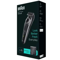 Braun Baardtrimmer 3 BT3440 met precisiewiel, 4 stylingtools, 80 min gebruikstijd, grijs