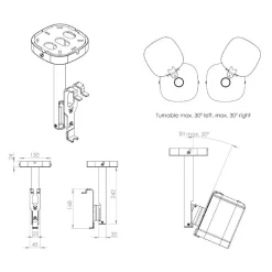 Cavus Plafondbeugel voor Sonos One ONE / SL Zwart