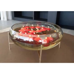 Cosy @ Home Schaal On Metal Foot Champagne 41x41xh22 ,5cm Glas