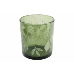 Cosy @ Home Theelichthouder Grapefruit Groen D7xh8cm  Glas