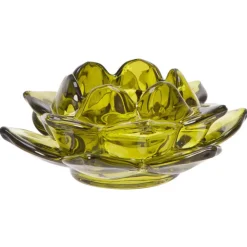 Cosy @ Home Theelichthouder Flower Groen 11,5x11,5xh 5cm Glas