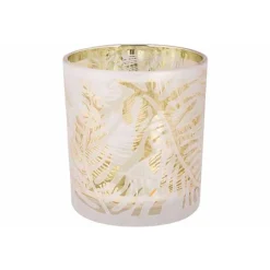 Cosy @ Home Theelichthouder Leaf Groen 7x7xh8cm Glas