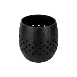 Cosy @ Home Theelichthouder Vintage Zwart 8,5x8,5xh9 ,5cm Rond Aluminium