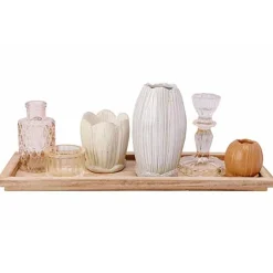 Cosy @ Home Theelichthouder Set6 On Plate Creme 36x1 2xh12cm Glas