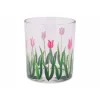 Cosy @ Home Theelichthouder Pink Tulips Transparant 9x9xh10cm Glas