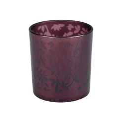 Cosy @ Home Theelichthouder Leaves Aubergine D7xh8cm  Glas