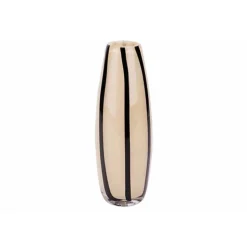 Cosy @ Home Vaas Black Stripe Creme 11x11xh31cm Rond  Glas