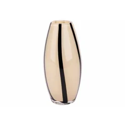 Cosy @ Home Vaas Black Stripe Creme 11x11xh24cm Rond  Glas