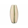 Cosy @ Home Vaas Green Stripe Creme 11x11xh24cm Rond  Glas