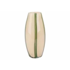 Cosy @ Home Vaas Green Stripe Creme 11x11xh24cm Rond  Glas