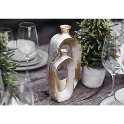 Cosy @ Home Vaas Largo Goud 13x5,7xh27cm Langwerpig Keramiek