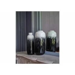 Cosy @ Home Vaas Rain Zwart-wit 16x16xh37cm Rond Ker Amiek