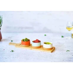 Cosy & Trendy Dela Aperoset 4pcs - Serveerplank 48x12 Cm + 3x Bowl D9,5x5,5cm