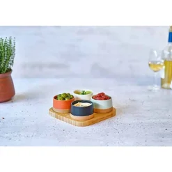 Cosy & Trendy Dela Aperoset 5pcs - Serveerplank 22x22 Cm + 4x Bowl D9,5x5,5cm