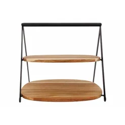 Cosy & Trendy Etagere Ovaal Acacia - 2 Lagen 28,5x25xh25,5cm