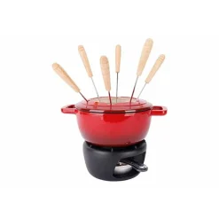 Cosy & Trendy Fontestic Fondueset Traditional Red D18cm Gietijzer Met 6 Vorkjes