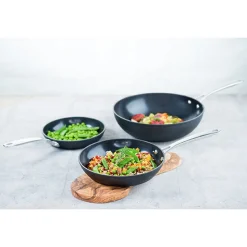 Cosy & Trendy Healthy Pan Alu Braadpan Zwart-zwart D28 Steel Roestvrij Staal-allevuren-conisch