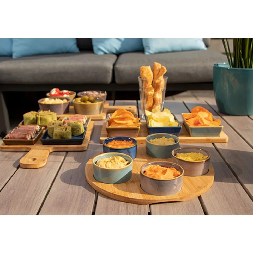 Cosy & Trendy Serveerplank D25x1cm Bamboe + 5 Bowls Multi-kleur D7x3cm