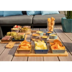 Cosy & Trendy Serveerplank 31x14.5xh1cm Bamboe  + 3  Cups Multi-kleur 12.5x8x3.2cm