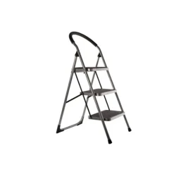 Cosy & Trendy Trapladder 3treden Silver, Treden Zwart 67x46,5xh105cm Draagverm. 150kg