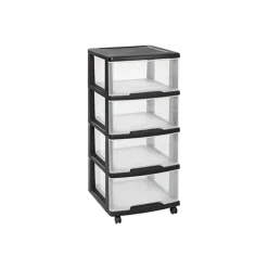 Curver Essentials Ladesysteem 4x20l Wielen Zwart -transparant 37x39xh86cm