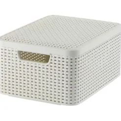 Curver Natural Style Mandje Medium Met Deksel V Intage Wit 39,3x29,3x18,7